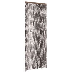 vidaXL cortina antimoscas chenilla marrón y blanco 90x200 cm