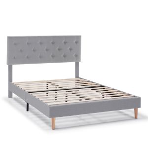 Estructura de cama tapizada rosi de 30 cm, 90x190 cm, gris claro