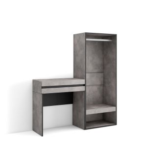 Consola entrada, 130x35x145cm, cemento, armario abierto rf3443