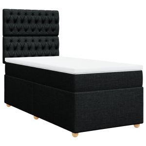 vidaXL cama box spring con colchón tela negro 90x190 cm