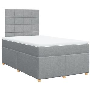 vidaXL cama box spring con colchón tela gris claro 120x200 cm