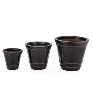 Set 3 maceteros 58x58x50, 45x45x40, 33x33x30 gres negro