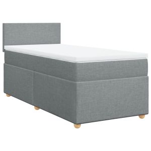 vidaXL cama box spring con colchón tela gris claro 90x190 cm