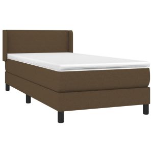 vidaXL cama box spring con colchón tela marrón oscuro 80x200 cm