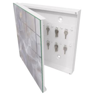 Armario para llaves 30x30x5 elegancia gris, apertura izquierda blanca