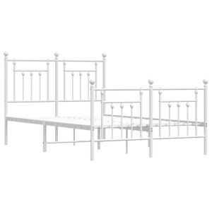 vidaXL estructura cama sin colchón con estribo metal blanco 135x190 cm