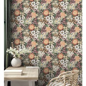 Papel pintado gaulan   jardín de flores  marrón oscuro estilo 5.23m²