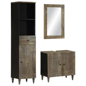 Conjunto de muebles de baño 3 piezas madera maciza de mango esb7038