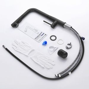 Grifo de cocina negro con ducha extraíble - acero inoxidable - giratorio 36