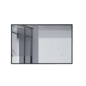 Espejo rectangular tri LED california, marco negro antivaho 80x120