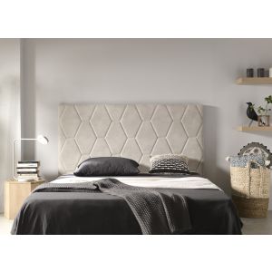 Cabecero ágata para cama de 135 de tela blanco roto 154x115x8.