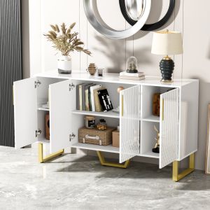 Aparador con 4 puertas blanco brillo 80x140x40cm