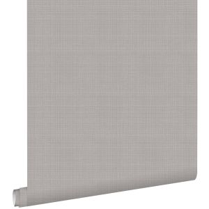 Estahome papel pintado liso efecto lino gris claro 53 cm x 10.05 m