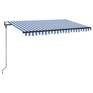 vidaXL toldo automático LED sensor de viento azul y blanco 450x300 cm