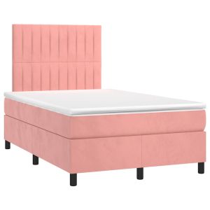 vidaXL cama box spring con colchón terciopelo rosa 120x190 cm