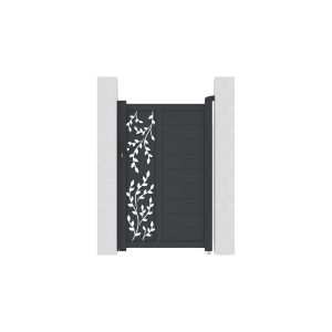 Puerta peatonal folya 1x1,60 m aluminio gris + 2 postes