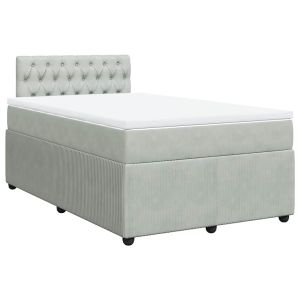 vidaXL cama box spring con colchón terciopelo gris claro 120x190 cm