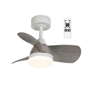 Ventilador de techo con luz LED borse mini blanco+ceniza 3cct dim 18w ø90cm