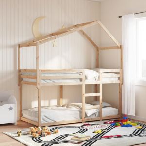 Cama 90x200 cm,cama litera sin colchón madera maciza de pino rhu4229