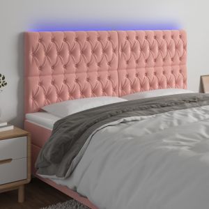 Cabecero con luces LED terciopelo rosa 200x7x118/128 cm eso6669