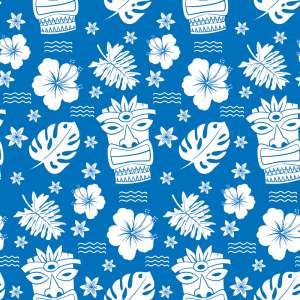 Papel pintado juvenil hawaiano azul 60cm por 300cm