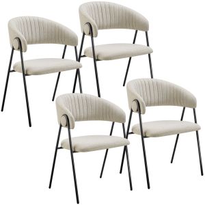 4 sillas de comedor de tejido acolchado 60 x 58 x 85 cm beige/gris