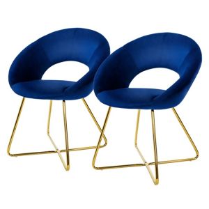 2x silla de comedor/salón asiento ergonómico terciopelo azul