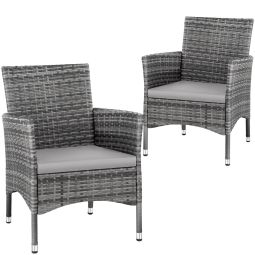 2 sillas de ratán + 4 fundas, 59 x 57 x 85 cm, gris/gris claro