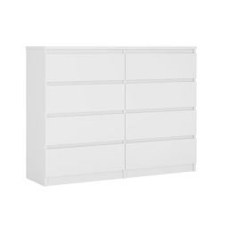 Cómoda demi - 8 cajones - blanco brillante 140 cm