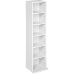 Estantería con 6 compartimentos para 102 cds, 90x21x20 cm, blanco