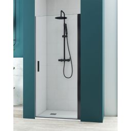Mampara ducha frontal abatible 75cm transparente perfilería negro