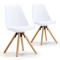 Set de 2 sillas comedor jeff estilo nórdico blanco, 54 x 49 x 84 cm