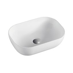 Lavabo para baño sobre encimera cerámico | 45,5cm x 33cm | blanco mate