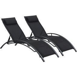 Juego de 2 tumbonas beauty "phoenix" de aluminio negro