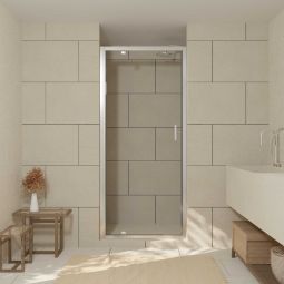 Puerta de ducha abatible 80x200cm perfiles cromo vidrio templado 6mm