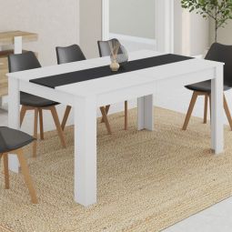 Mesa de comedor rectangular - blanco gris - 160 cm