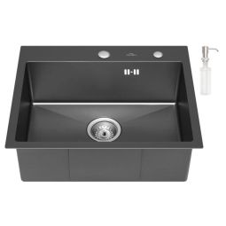 Auralum fregadero de cocina 1 seno 55x45×18,5cm fregadero bajo encimera de