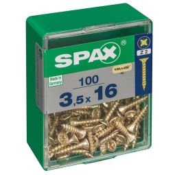 Caja 100 unid. Tornillo madera spax cabeza plana yellox 3,5x16mm