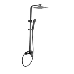Valaz barra de ducha cuadrada ajustable hasta 120cm negro mate - 25cm