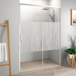 Mampara ducha frontal corredera 155 cm (adaptable 149-154cm) cromo brillo