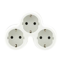 Base múltiple de 3 enchufes gris y blanca