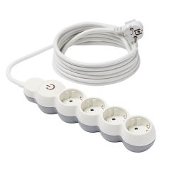 Base múltiple de 4 enchufes gris y blanco 4 m