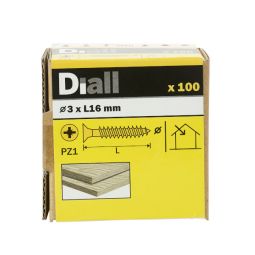 100 Tornillos para madera PZ 3x16 mm Diall