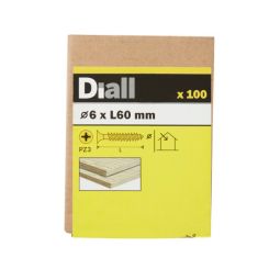 100 Tornillos para madera PZ 6x60 mm Diall