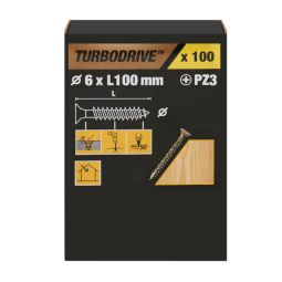 100 tornillos para madera PZ premium 6x100 mm Turbodrive
