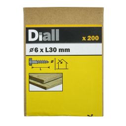 200 Tornillos barraqueros HEX 6x30 mm Diall