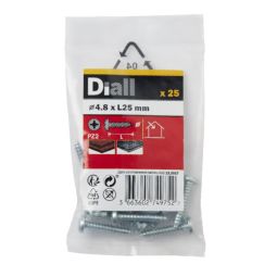 25 Tornillos autoperforantes de acero 4,8x25 mm Diall