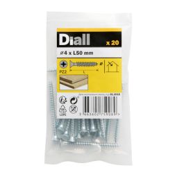 20 Tornillos para madera PZ 4x50 mm Diall