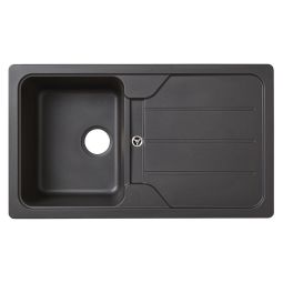 Fregadero cuarzo Arber negro 1 seno + escurridor 86x60cm