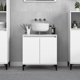 Armario para lavabo madera contrachapada blanco 58x33x60 cm(sin lavabo)